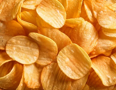 Close Up Of Crispy Golden Potato Chips