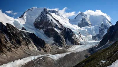 Majestic Snow Covered Peaks And Glacial Valley