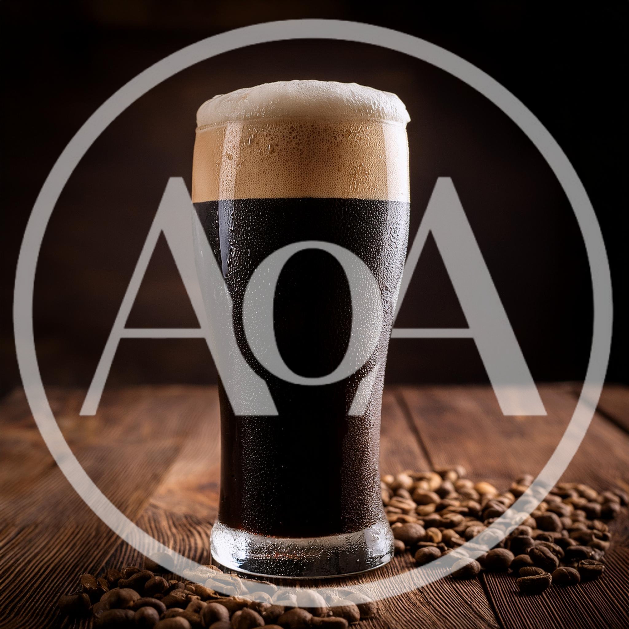 Glass Of Cold Stout Beer With Coffee Beans