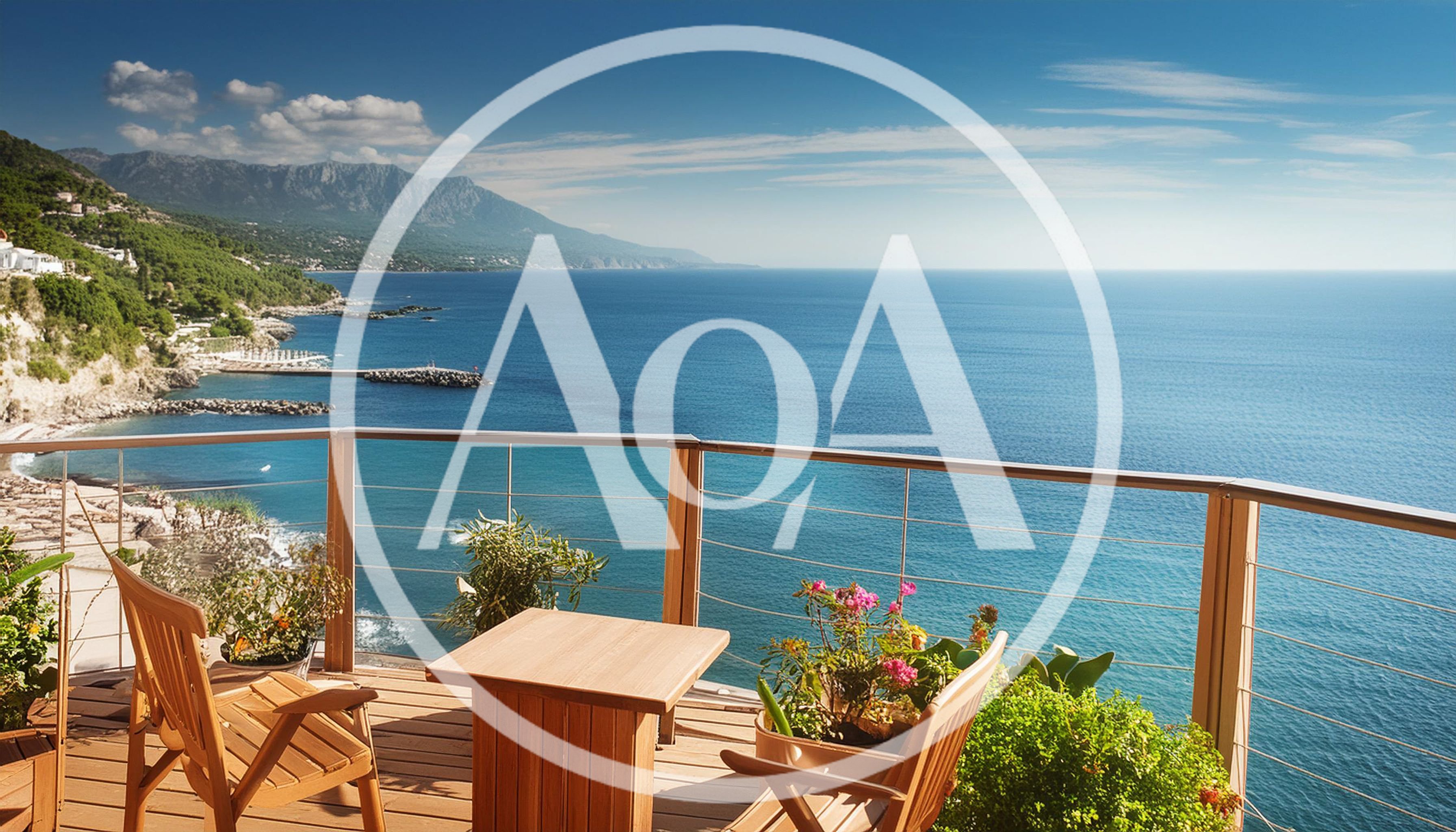 Wooden Terrace Overlooking The Mediterranean Sea