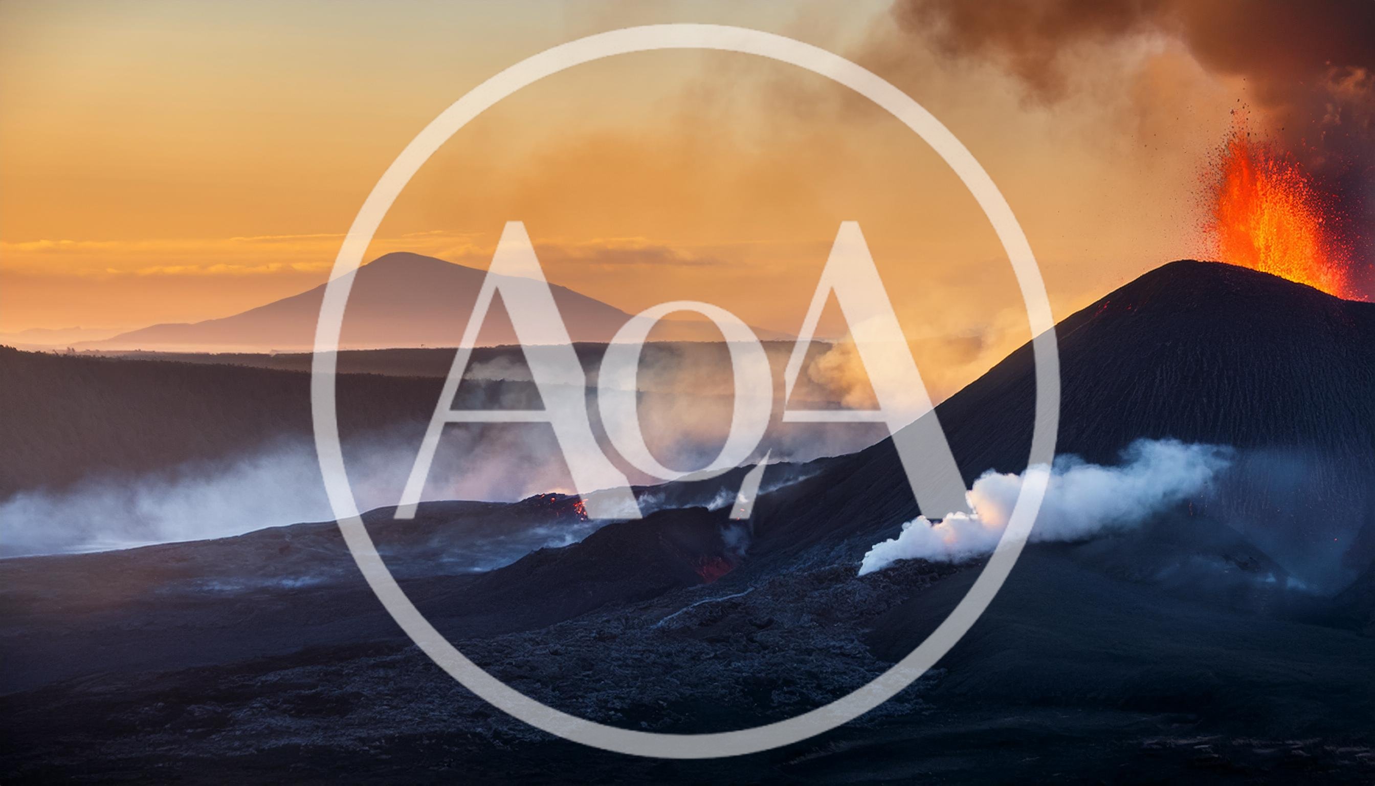 Volcanic Eruption With Lava Fountain And Smoke Plume