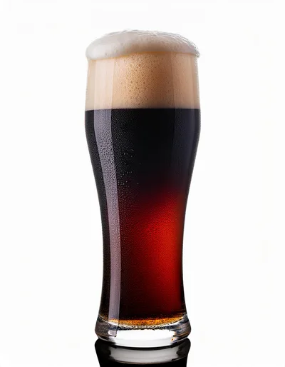 Glass Of Dark Beer With Thick Foam Head