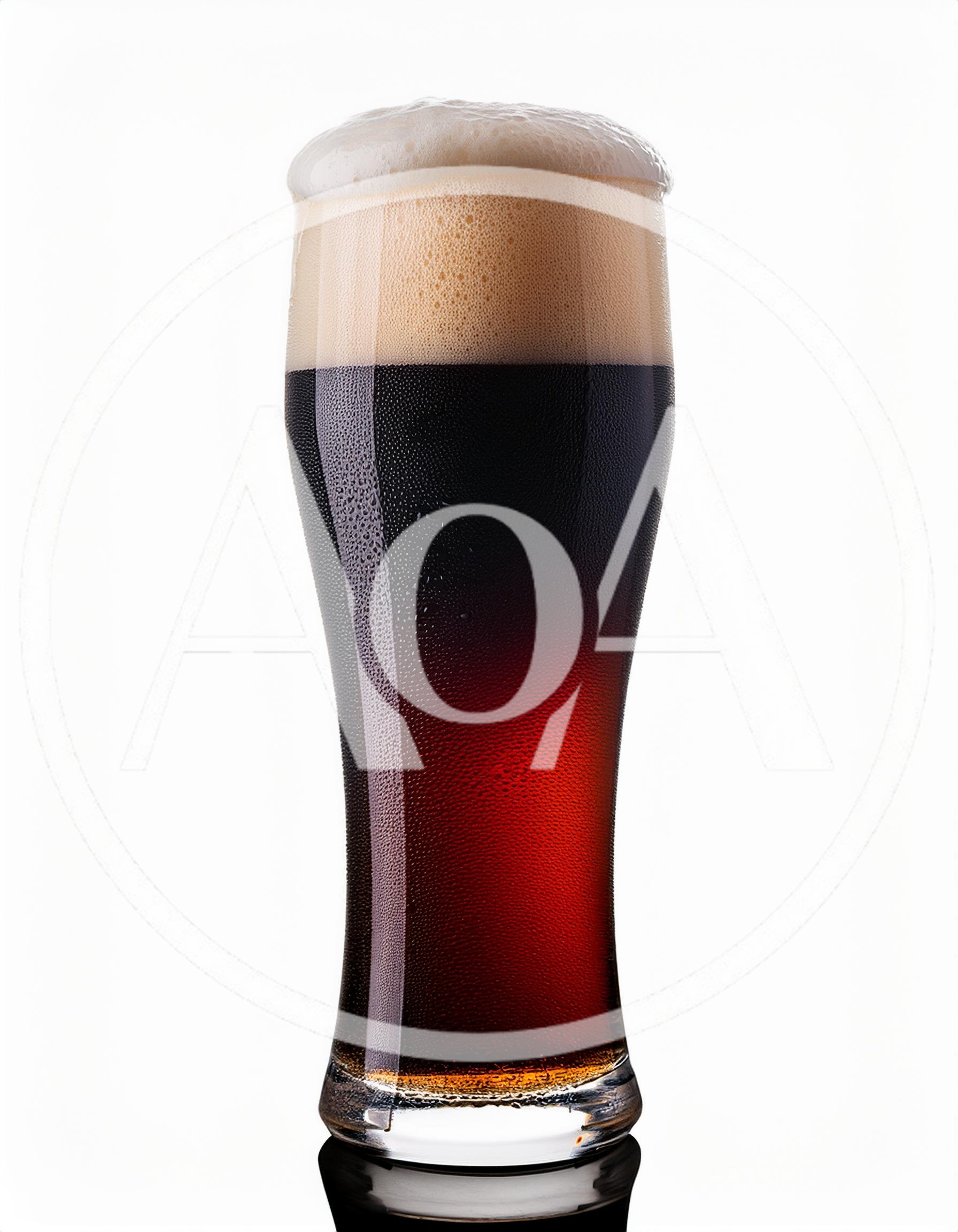 Glass Of Dark Beer With Thick Foam Head