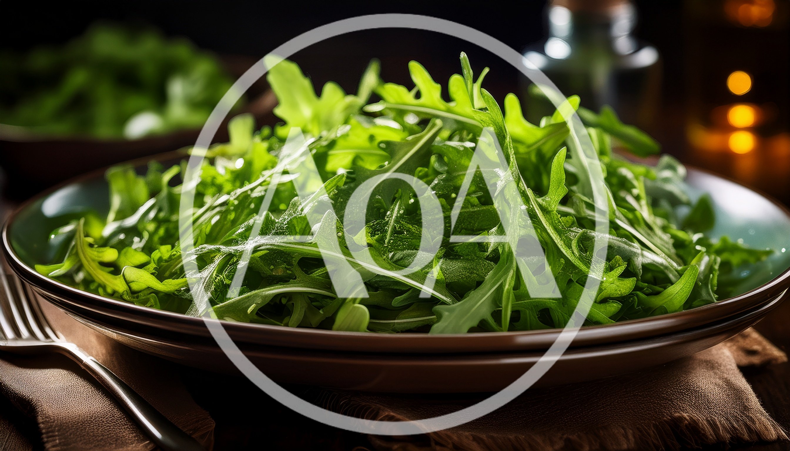 Fresh Arugula Salad Served on a Ceramic Plate