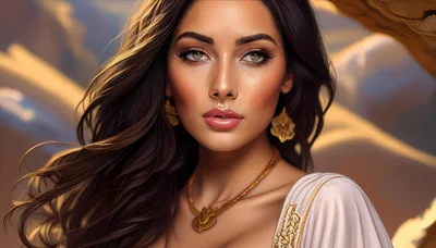 Portrait Of A Beautiful Woman With Long Wavy Hair