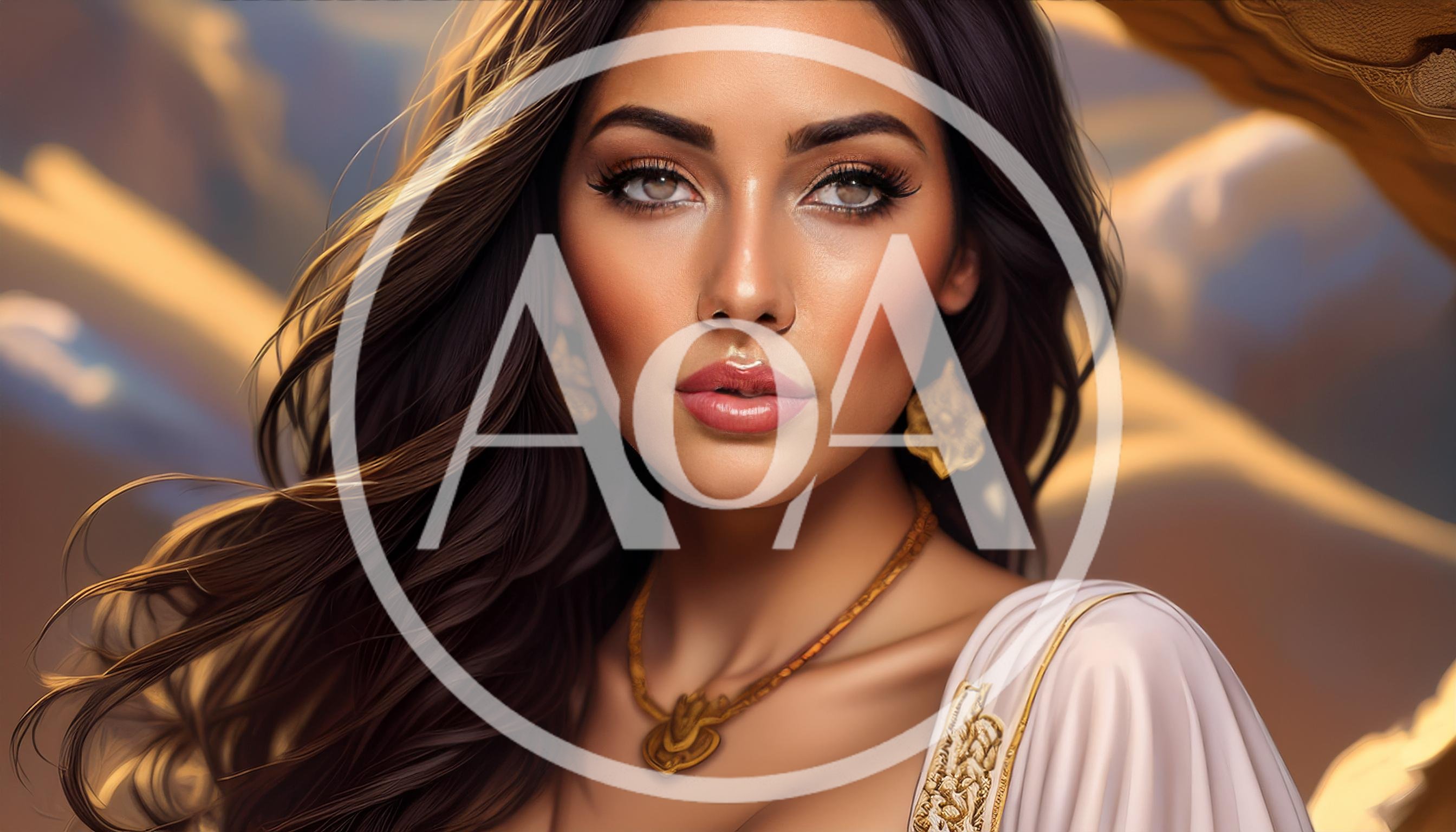 Portrait Of A Beautiful Woman With Long Wavy Hair