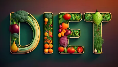 Diet Word Formed By Fresh Vegetables And Fruits
