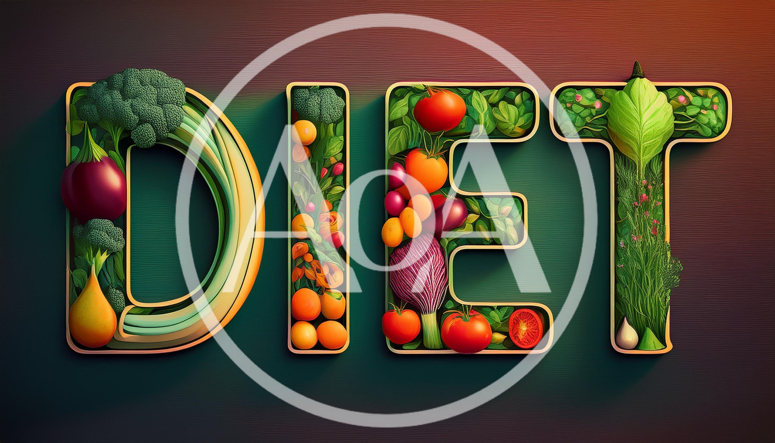 Diet Word Formed By Fresh Vegetables And Fruits