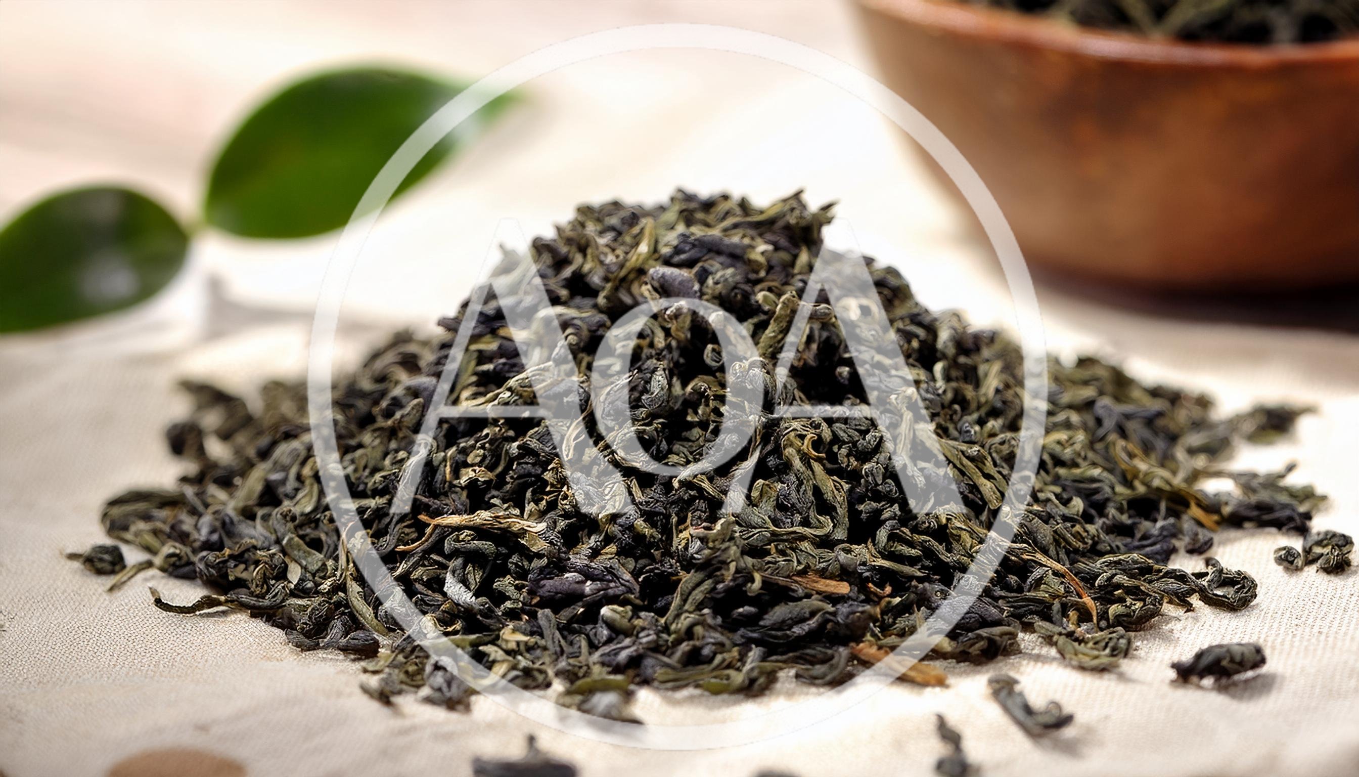 Dried Green Tea Leaves Pile