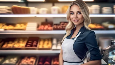 Smiling Female Baker Standing In A Bakery Shop