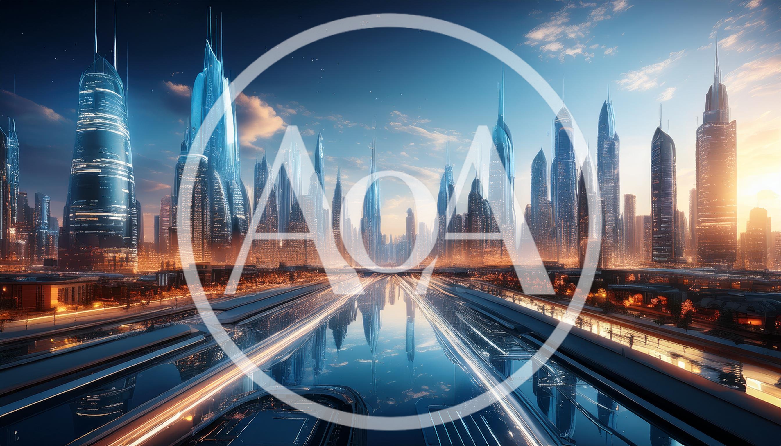 Futuristic Cityscape With Glowing Skyscrapers And Light Trails