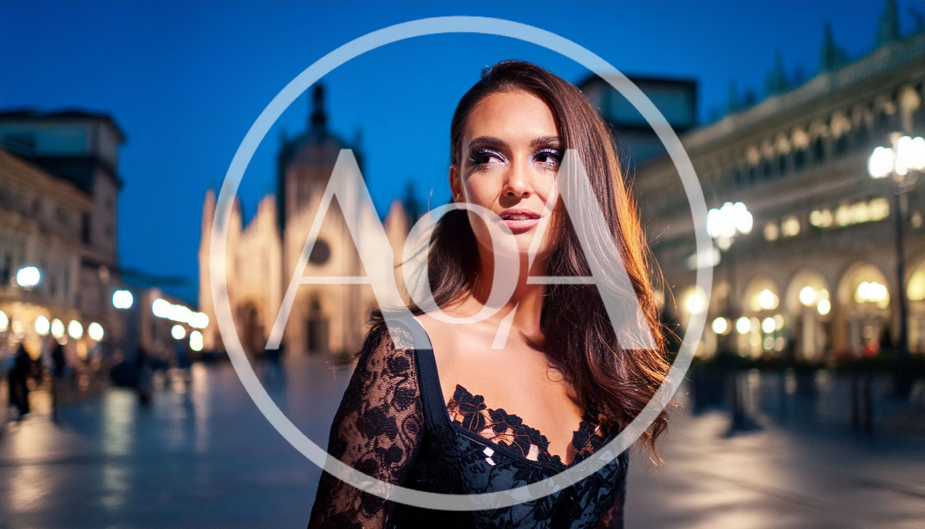 Elegant Woman Posing In Front Of Milan Cathedral
