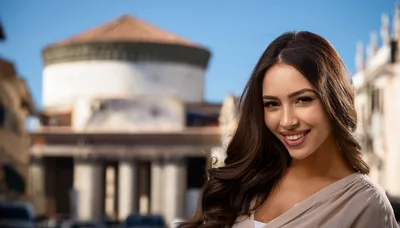 Portrait Of A Beautiful Woman In Rome