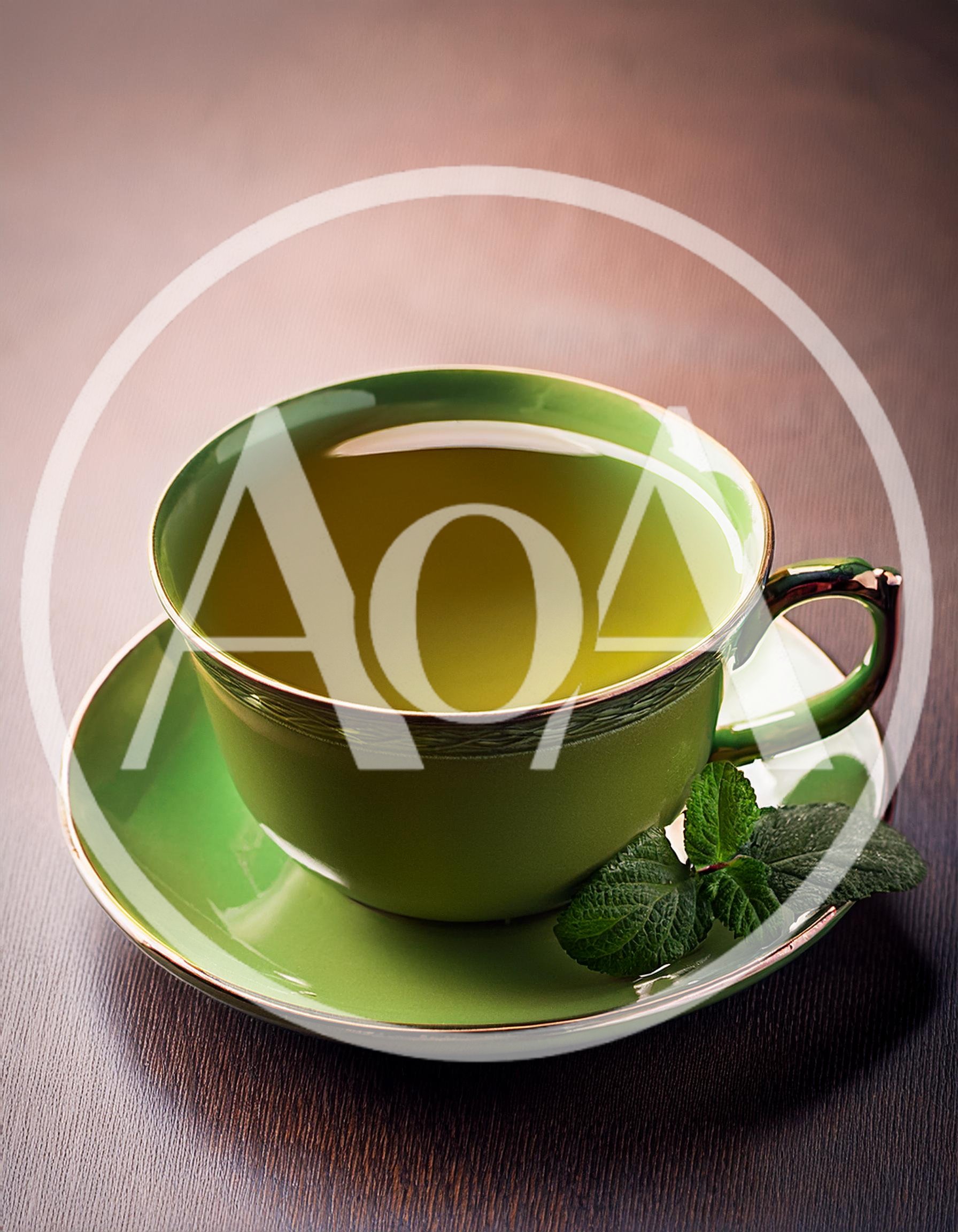 Green Tea Cup With Fresh Mint Leaves