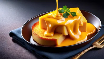 Golden Sauce Pouring Over Sliced Cornbread