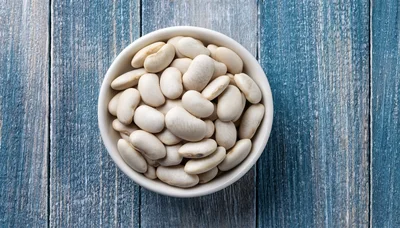 White Cannellini Beans In A Ceramic Bowl