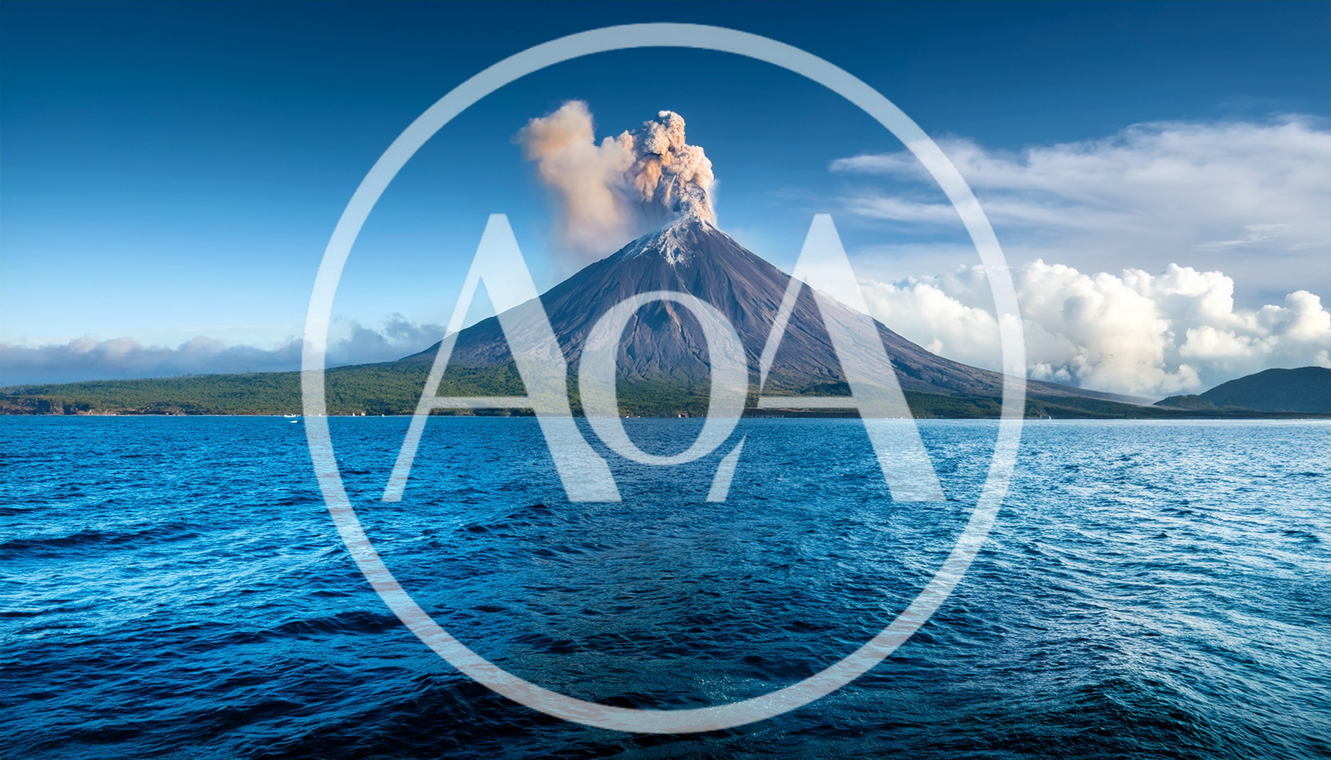 Erupting Volcano Rising Above The Ocean Surface