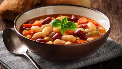Bowl Of Hearty Vegetable And Bean Soup