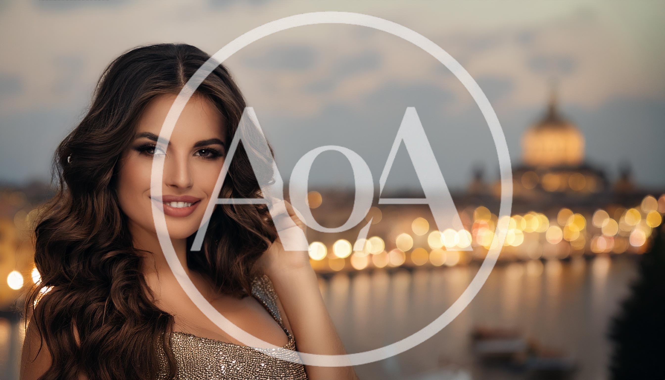 Beautiful Woman Smiling At Sunset In Rome