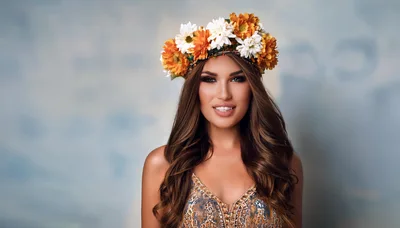 Beautiful Woman Wearing A Floral Crown