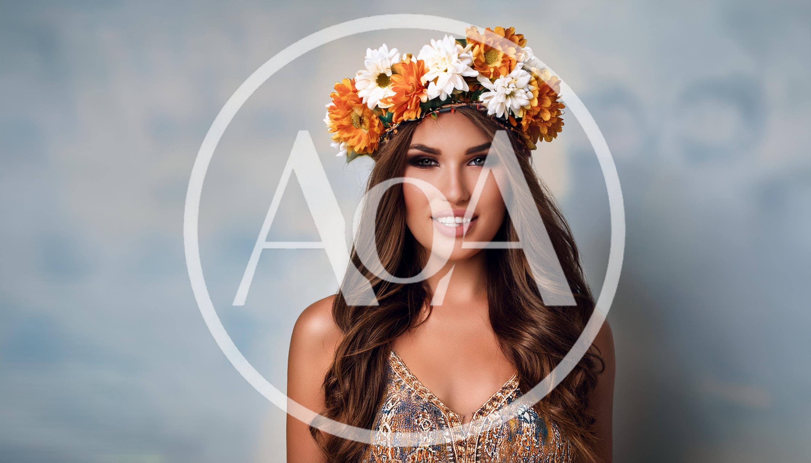 Beautiful Woman Wearing A Floral Crown