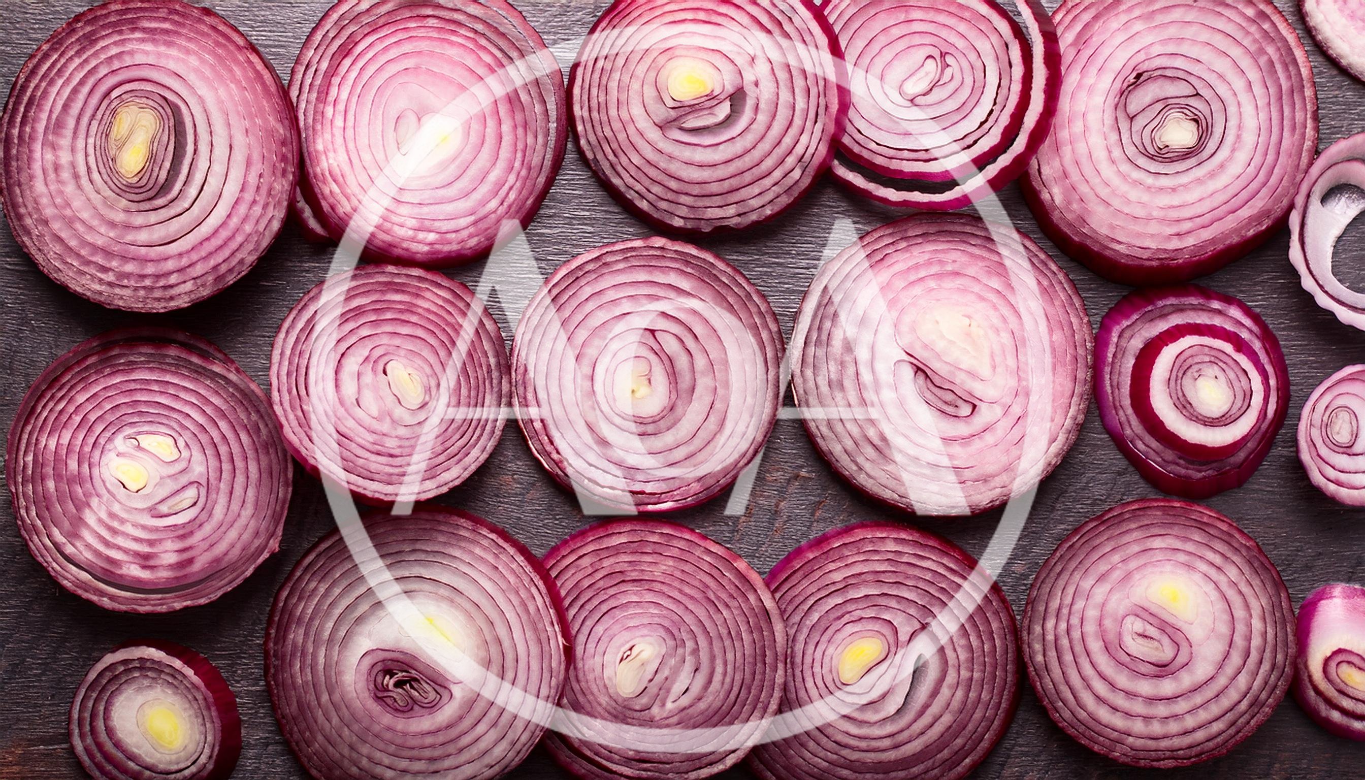 Top View Of Sliced Red Onion Rings