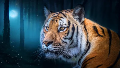 Majestic Tiger Portrait In A Mystical Forest