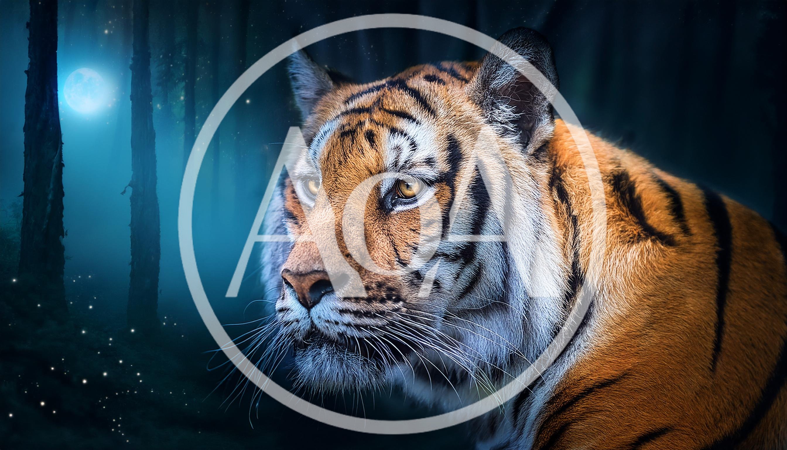 Majestic Tiger Portrait In A Mystical Forest