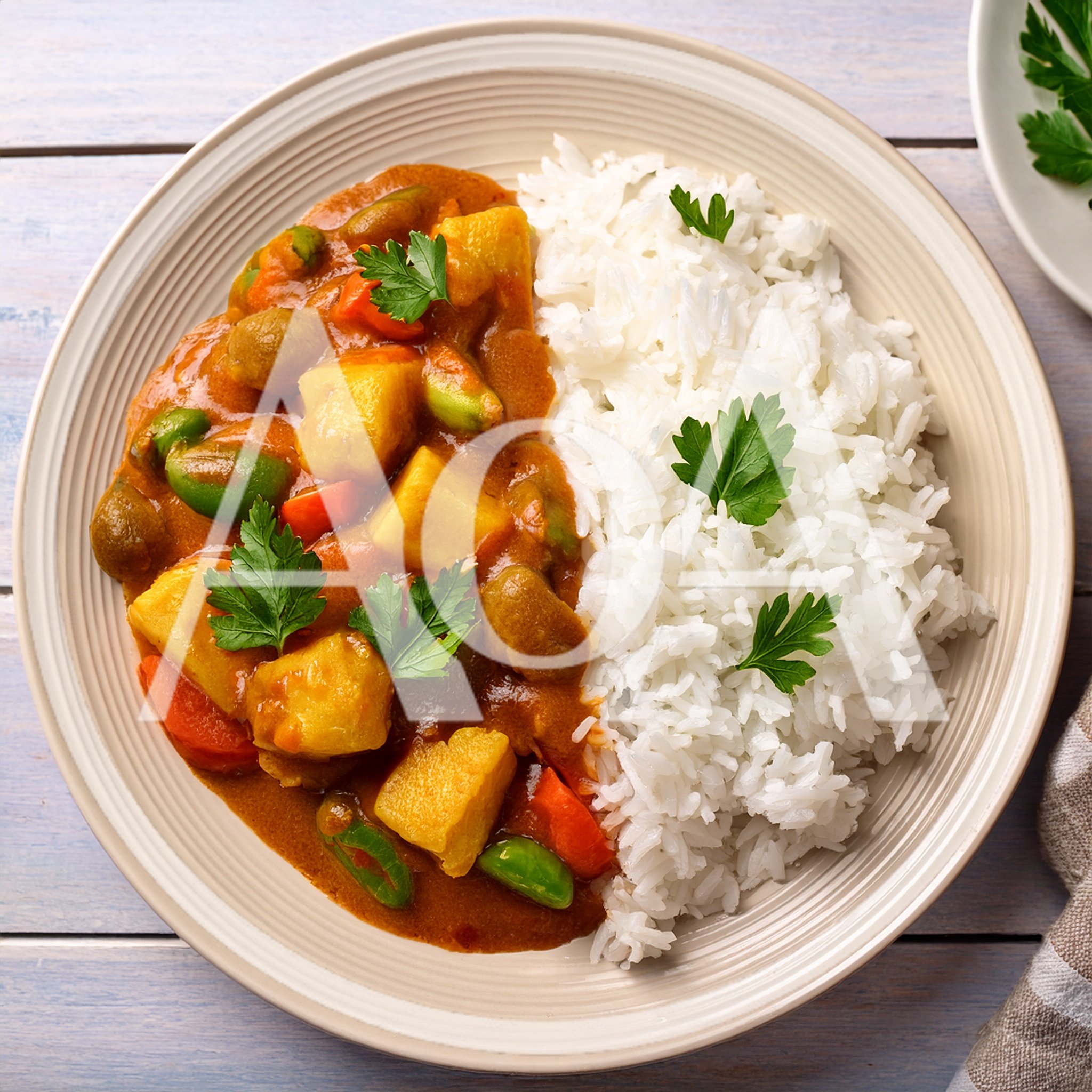Vegetable Curry With Steamed White Rice