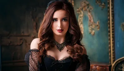 Portrait Of A Beautiful Woman In Gothic Victorian Attire