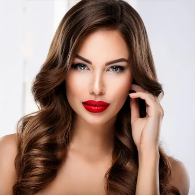 Portrait Of A Beautiful Woman With Red Lipstick