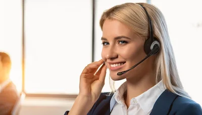 Professional Customer Service Representative Wearing Headset