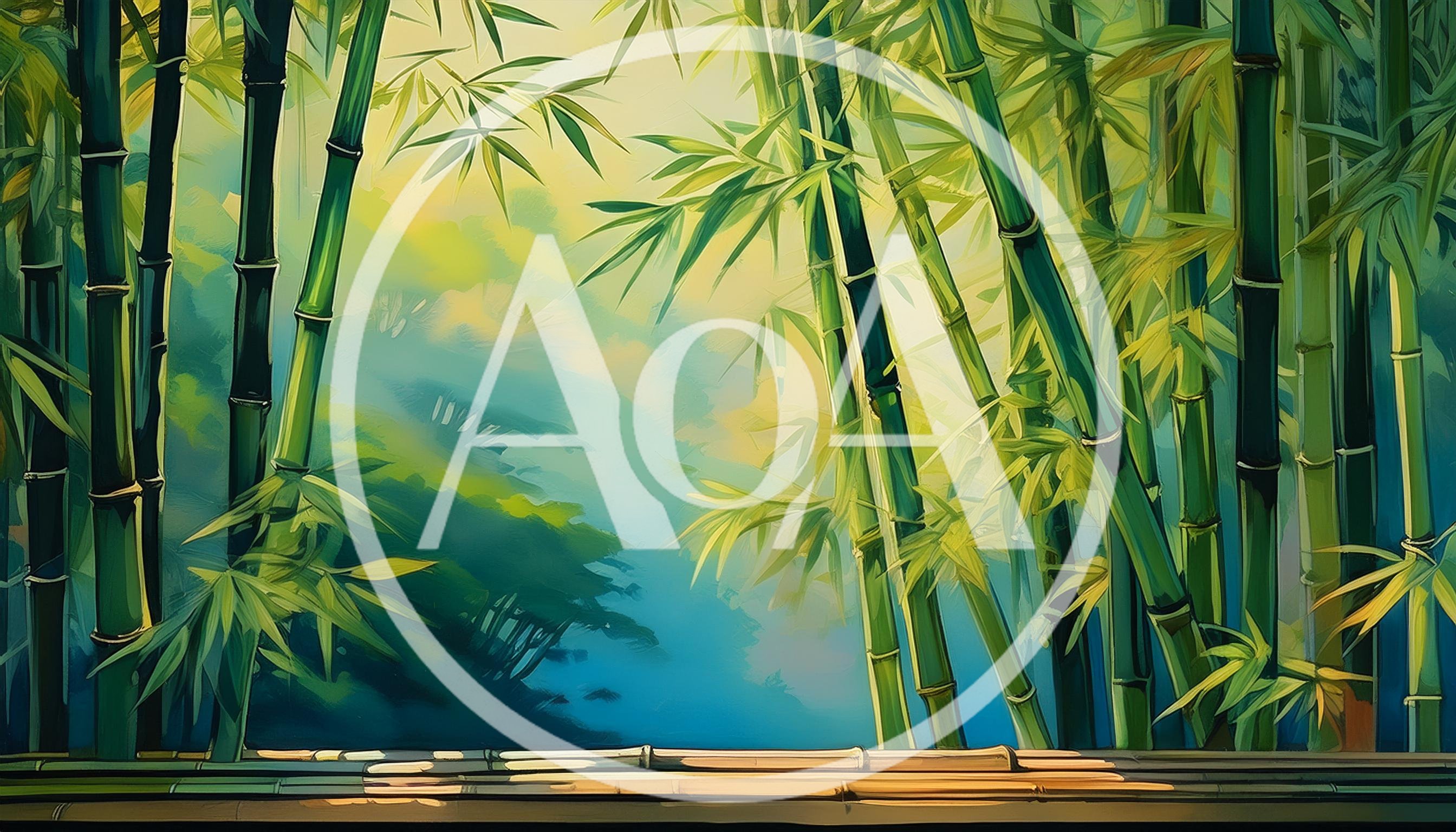 Serene Bamboo Forest Landscape With Wooden Platform