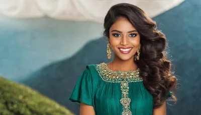 Portrait Of A Beautiful Indian Woman In Traditional Attire