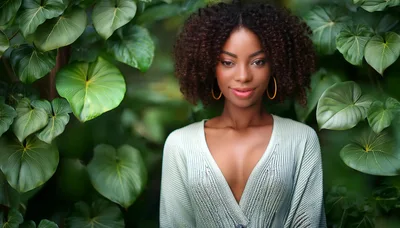 Portrait Of A Beautiful Woman With Curly Hair