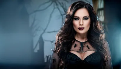 Beautiful Woman Dressed As A Witch For Halloween