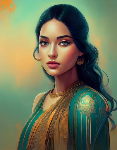 Portrait Of A Beautiful Woman In Traditional Indian Attire