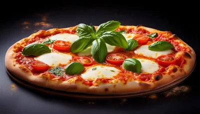 Fresh Margherita Pizza With Basil And Tomatoes