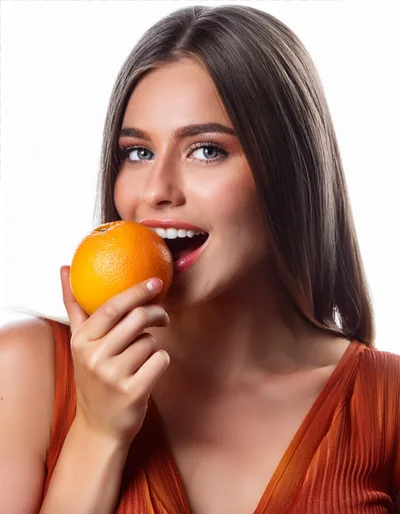Beautiful Young Woman Holding A Fresh Orange