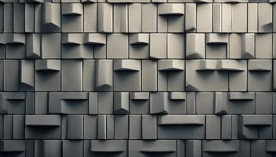 Abstract Geometric Wall With Textured Rectangular Panels