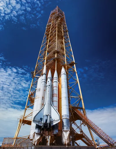 Space Shuttle Launch Vehicle On Launch Pad
