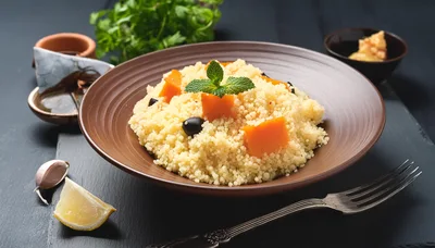 Couscous Salad With Roasted Pumpkin And Black Olives
