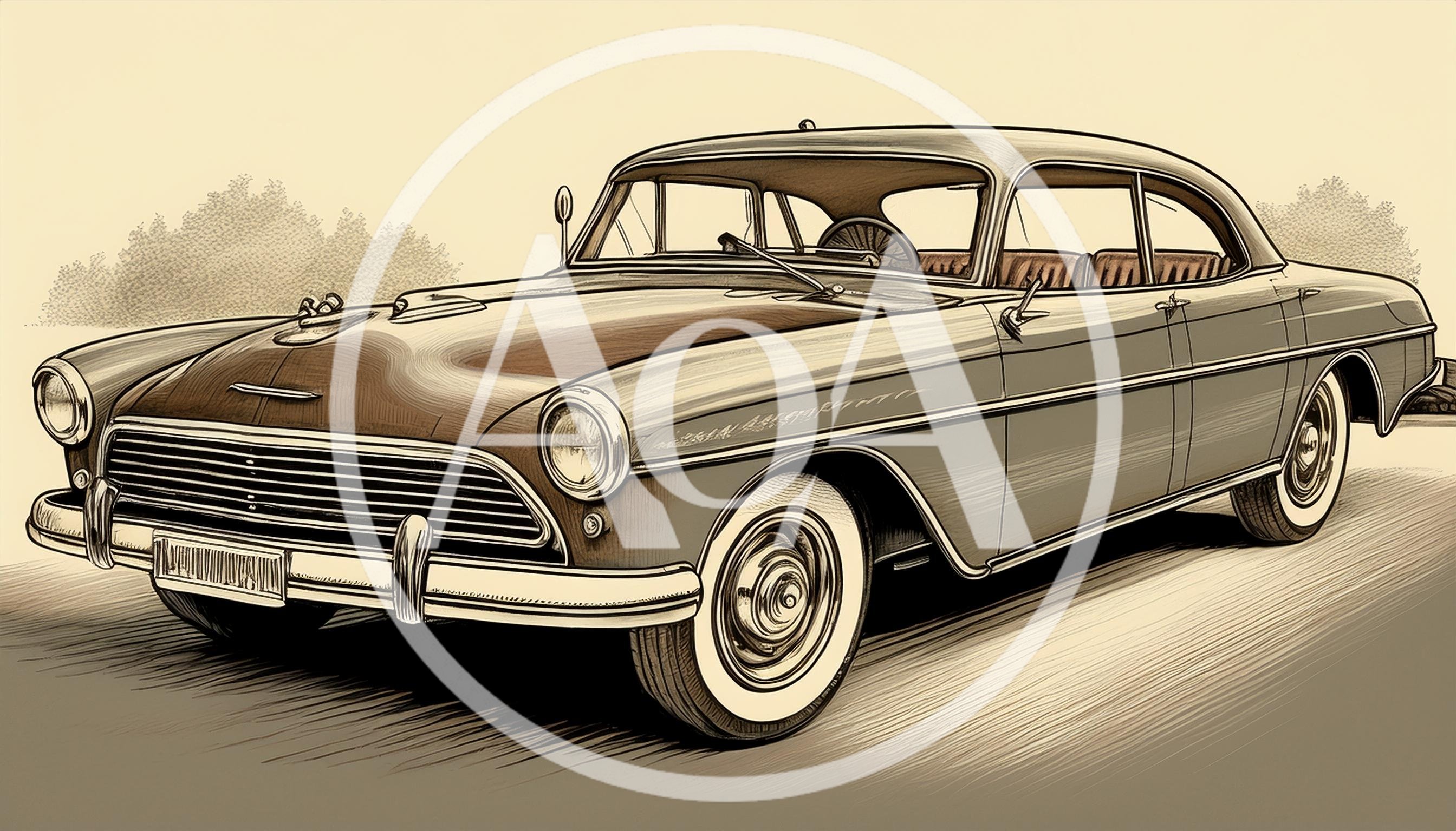 Vintage Classic Sedan Car Illustration
