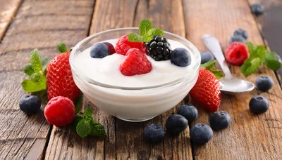 Bowl Of Fresh Yogurt With Mixed Berries
