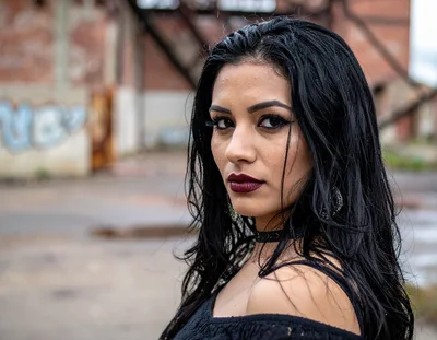 Portrait Of A Young Woman With Dark Makeup
