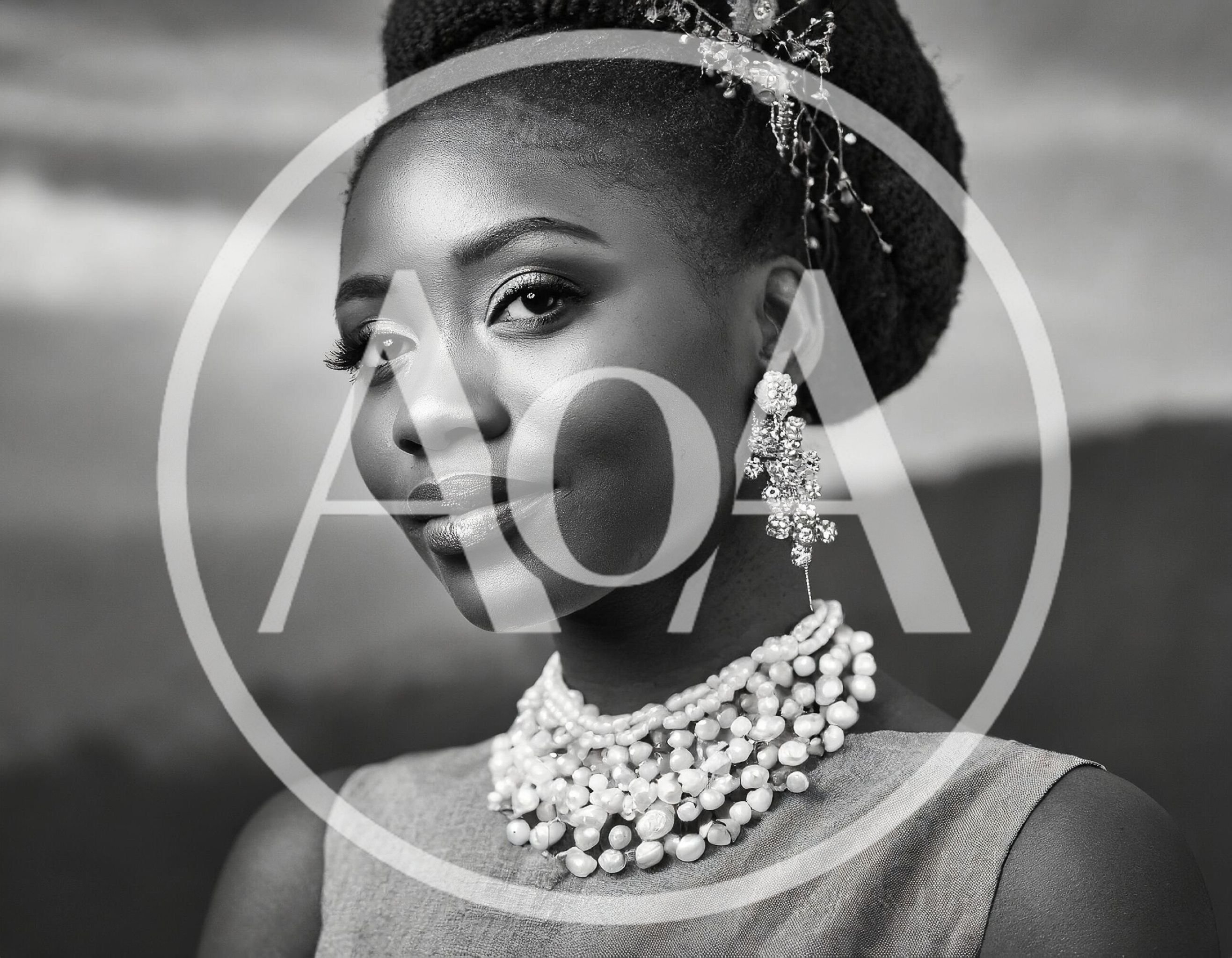 Portrait Of An Elegant Woman Wearing Pearl Jewelry