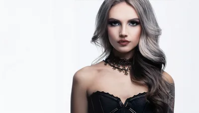 Portrait Of A Woman With Gothic Makeup And Choker