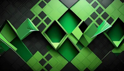 Abstract Geometric 3D Green And Black Pattern