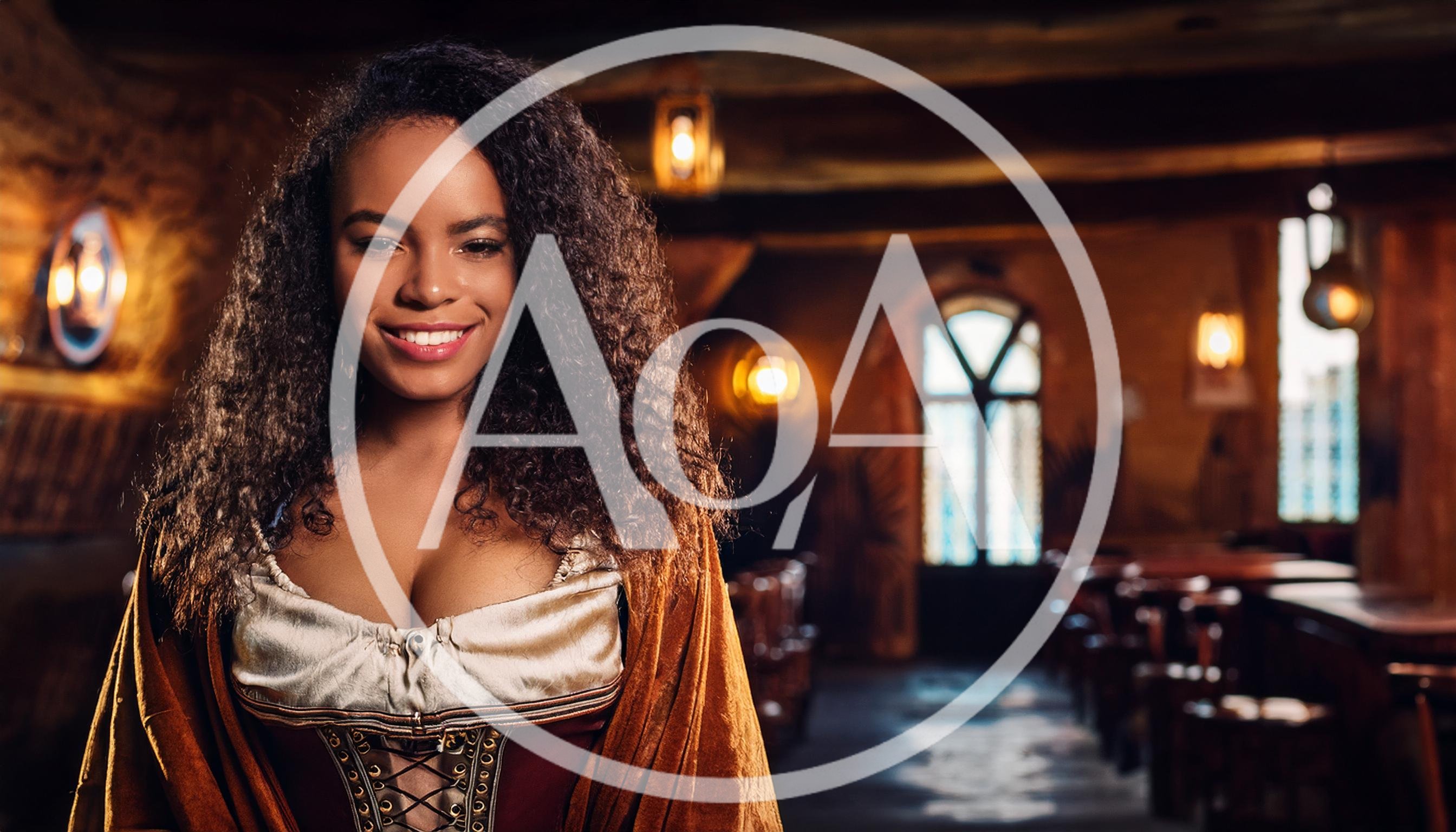 Smiling Woman In Medieval Tavern Attire