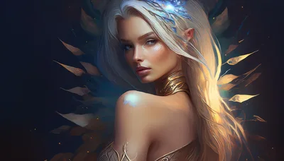 Ethereal Elf Queen With Glowing Golden Accents